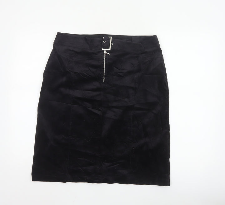 Next Women Black Knee Length Pencil Skirt UK 14 Cotton Stretch