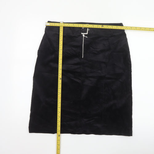 Next Women Black Knee Length Pencil Skirt UK 14 Cotton Stretch