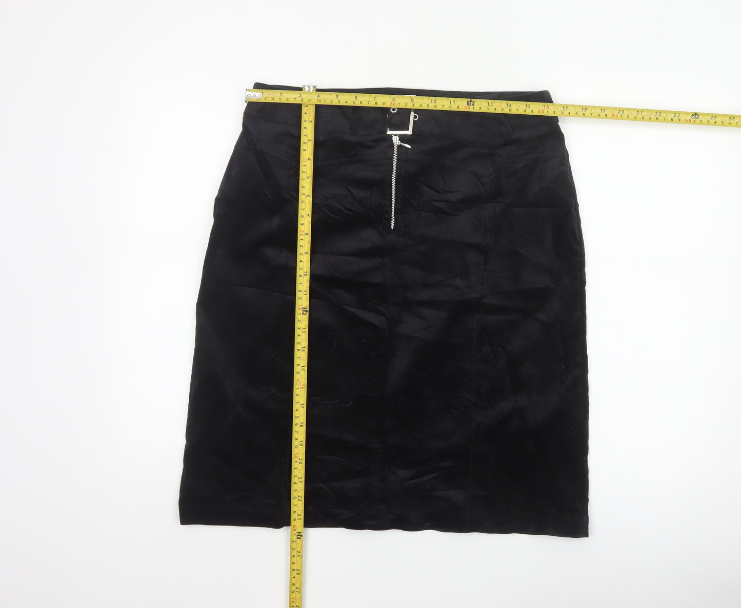 Next Women Black Knee Length Pencil Skirt UK 14 Cotton Stretch