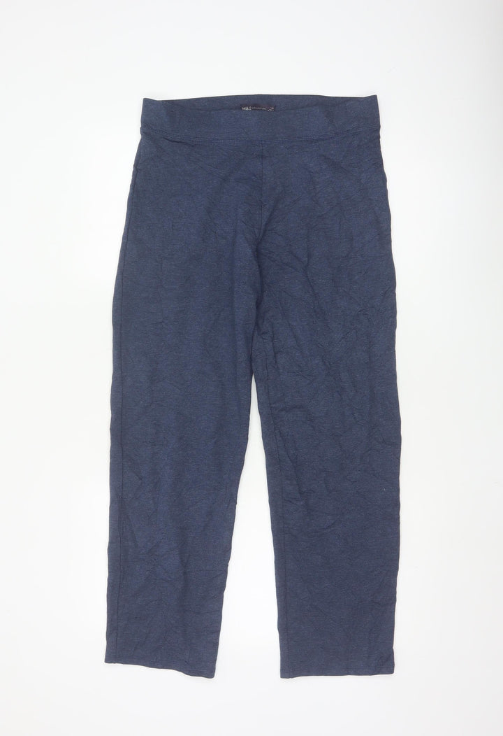 Marks and Spencer Women’s Blue Cropped Trousers Size 12 Short Cotton Blend