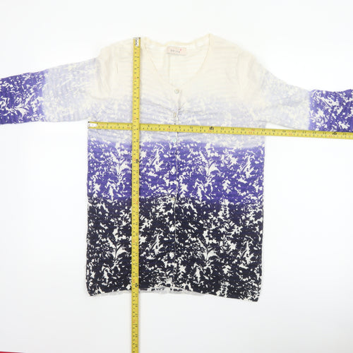 Marks and Spencer Womens White Mix Size 12 V-Neck Cardigan