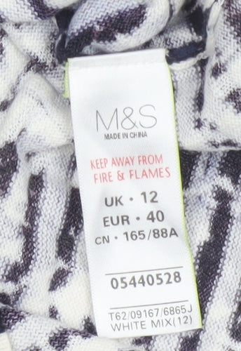 Marks and Spencer Womens White Mix Size 12 V-Neck Cardigan