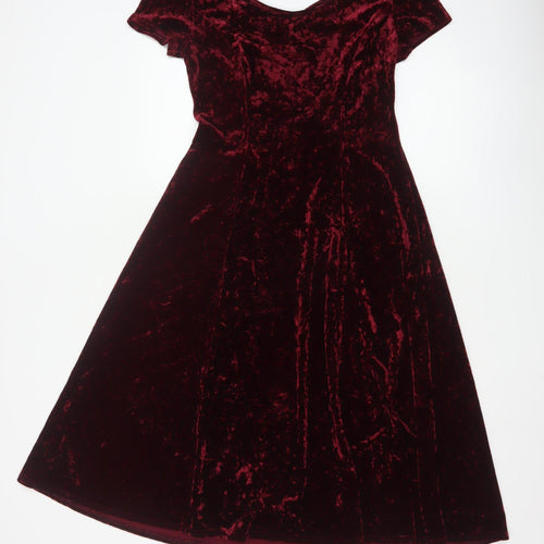 Marks and Spencer Women Red Velvet A-Line Dress Size 14