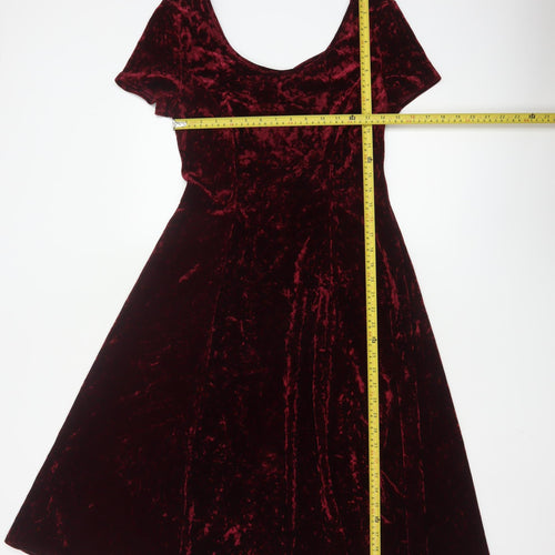 Marks and Spencer Women Red Velvet A-Line Dress Size 14