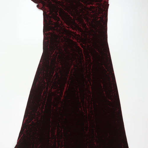Marks and Spencer Women Red Velvet A-Line Dress Size 14
