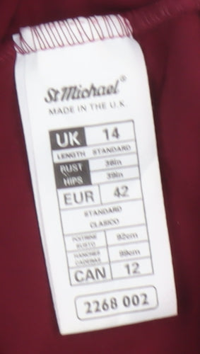 Marks and Spencer Women Red Velvet A-Line Dress Size 14