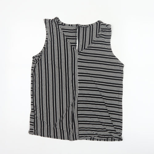 Roman Women’s Black Striped Sleeveless Jersey Tank Top Size 12