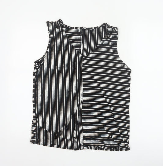 Roman Women’s Black Striped Sleeveless Jersey Tank Top Size 12