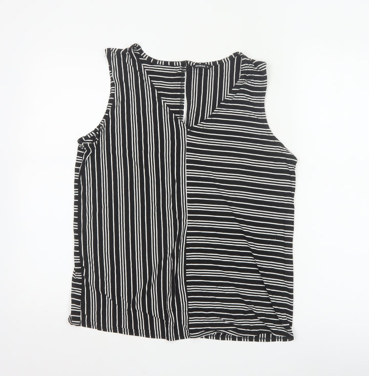 Roman Women’s Black Striped Sleeveless Jersey Tank Top Size 12