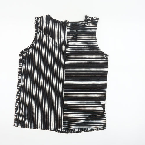 Roman Women’s Black Striped Sleeveless Jersey Tank Top Size 12