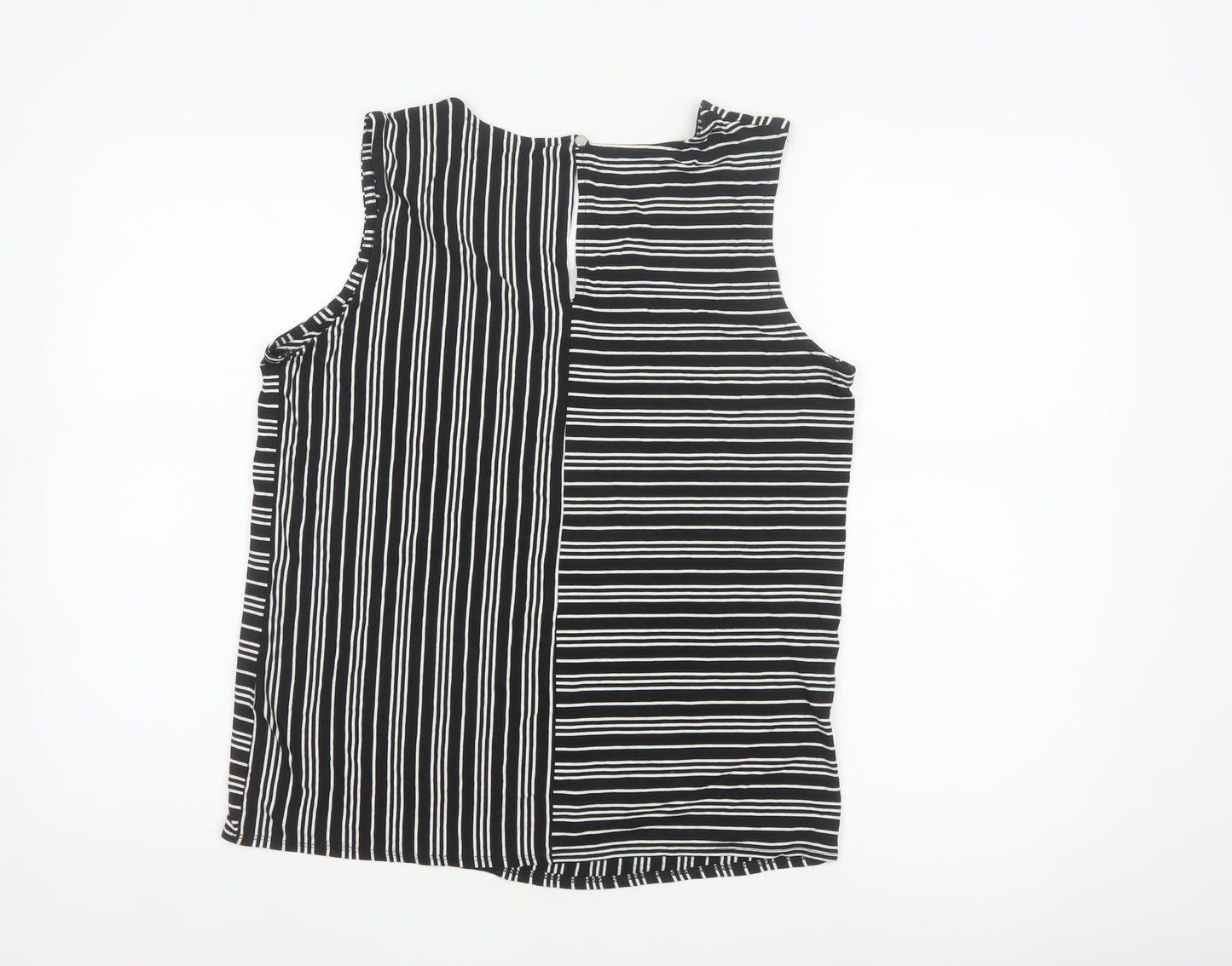 Roman Women’s Black Striped Sleeveless Jersey Tank Top Size 12