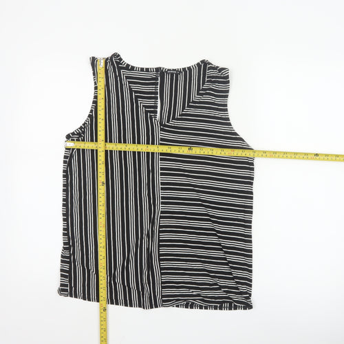 Roman Women’s Black Striped Sleeveless Jersey Tank Top Size 12