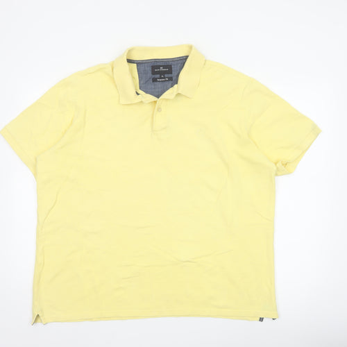 Marks & Spencer Blue Harbour Men's Yellow Cotton Polo Shirt XL Regular Fit