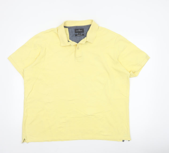 Marks & Spencer Blue Harbour Men's Yellow Cotton Polo Shirt XL Regular Fit