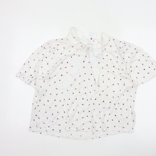 Marks and Spencer Ivory Polka Dot Bow Neck Women’s Blouse Size 20