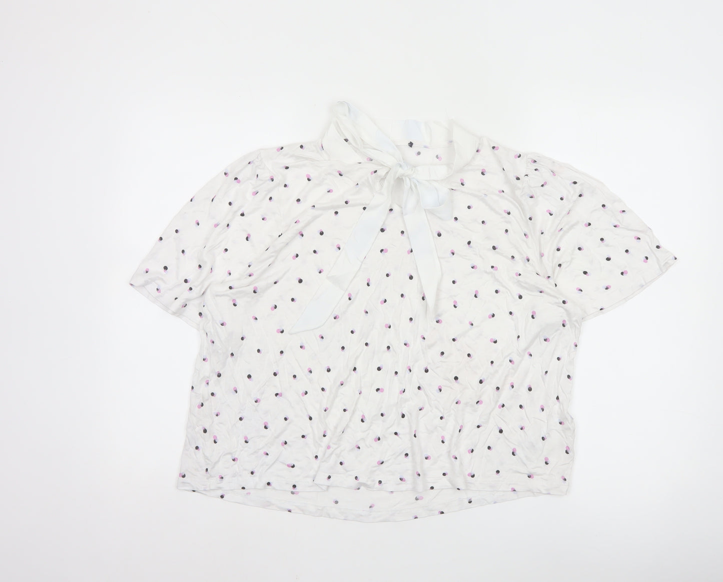 Marks and Spencer Ivory Polka Dot Bow Neck Women’s Blouse Size 20