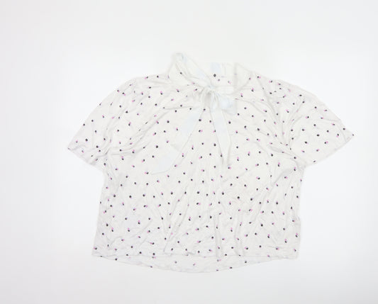Marks and Spencer Ivory Polka Dot Bow Neck Women’s Blouse Size 20