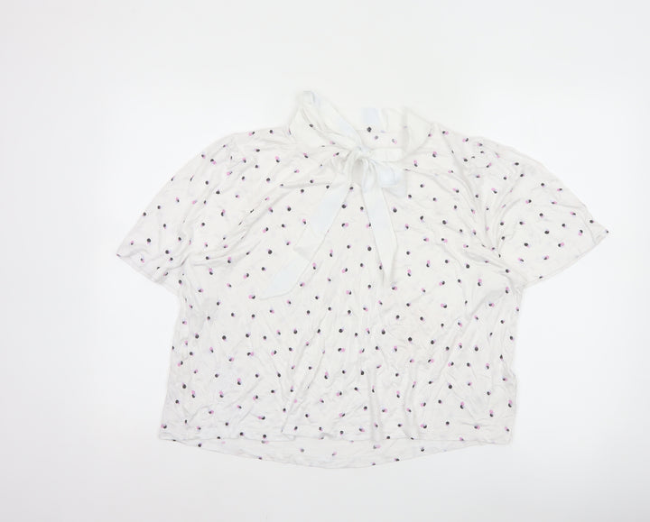 Marks and Spencer Ivory Polka Dot Bow Neck Women’s Blouse Size 20
