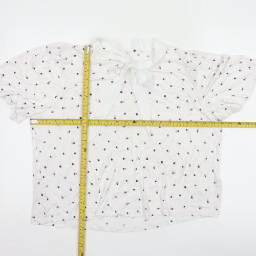 Marks and Spencer Ivory Polka Dot Bow Neck Women’s Blouse Size 20