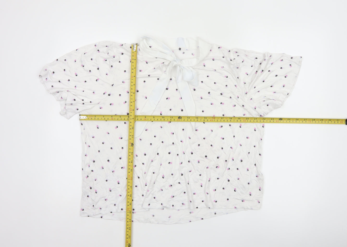 Marks and Spencer Ivory Polka Dot Bow Neck Women’s Blouse Size 20