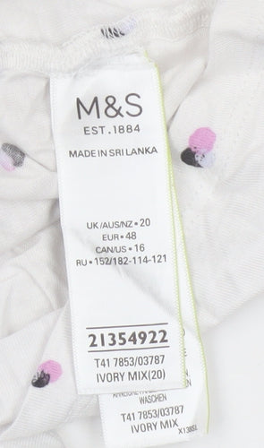 Marks and Spencer Ivory Polka Dot Bow Neck Women’s Blouse Size 20