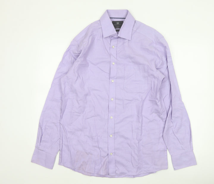 Marks and Spencer Men's Lilac Regular Fit Cotton Dress Shirt 15.5in