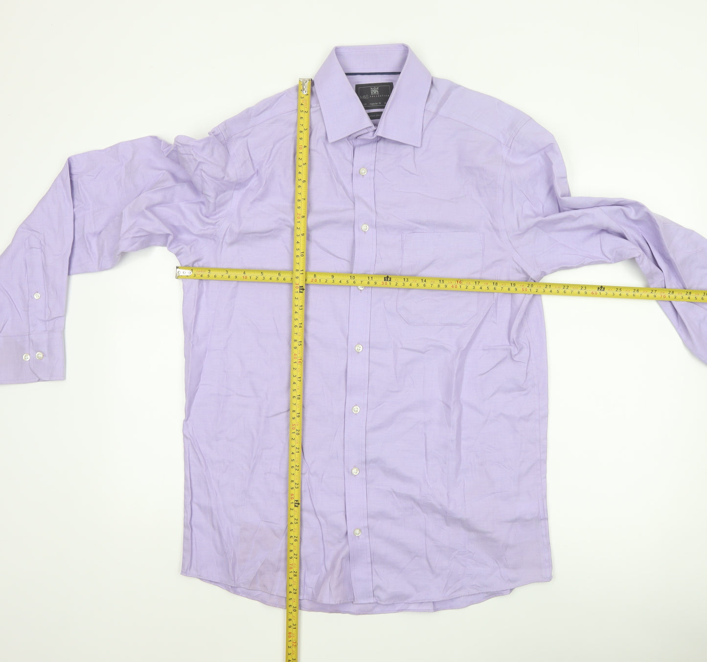 Marks and Spencer Men's Lilac Regular Fit Cotton Dress Shirt 15.5in