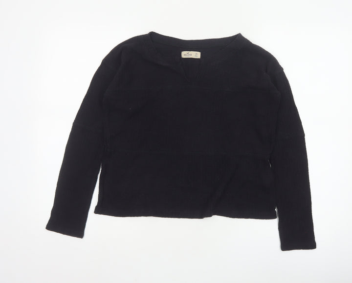 Hollister Womens Black V-Neck Long Sleeve Basic Knit Top XS