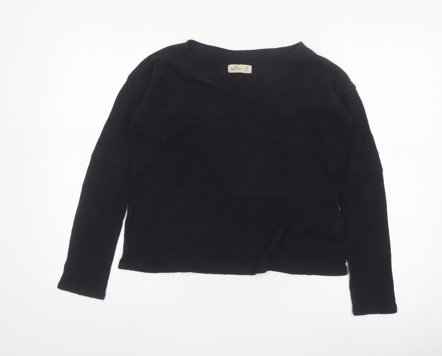 Hollister Womens Black V-Neck Long Sleeve Basic Knit Top XS