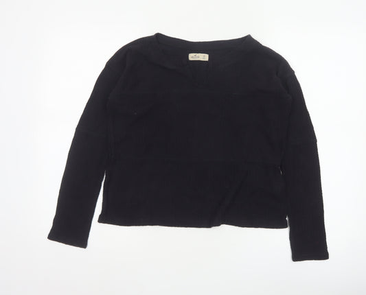 Hollister Womens Black V-Neck Long Sleeve Basic Knit Top XS