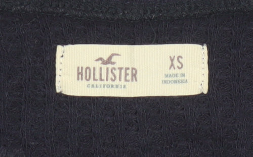 Hollister Womens Black V-Neck Long Sleeve Basic Knit Top XS