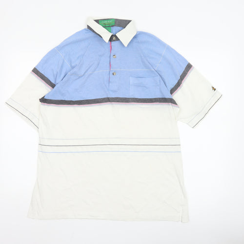 Grand Slam by Munsingwear Men's Blue White Striped Polo Shirt L Classic Fit