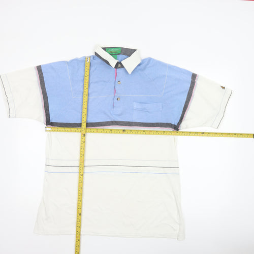 Grand Slam by Munsingwear Men's Blue White Striped Polo Shirt L Classic Fit