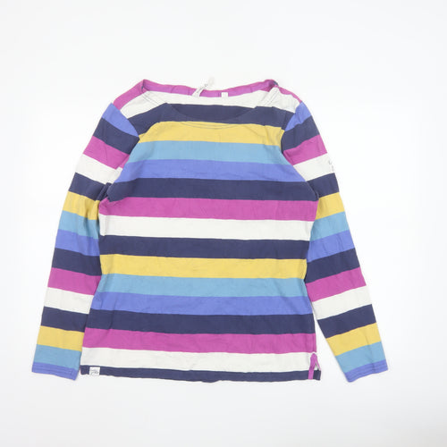 Lazy Jacks Womens Multicoloured Striped Long Sleeve Cotton T-Shirt Size 14