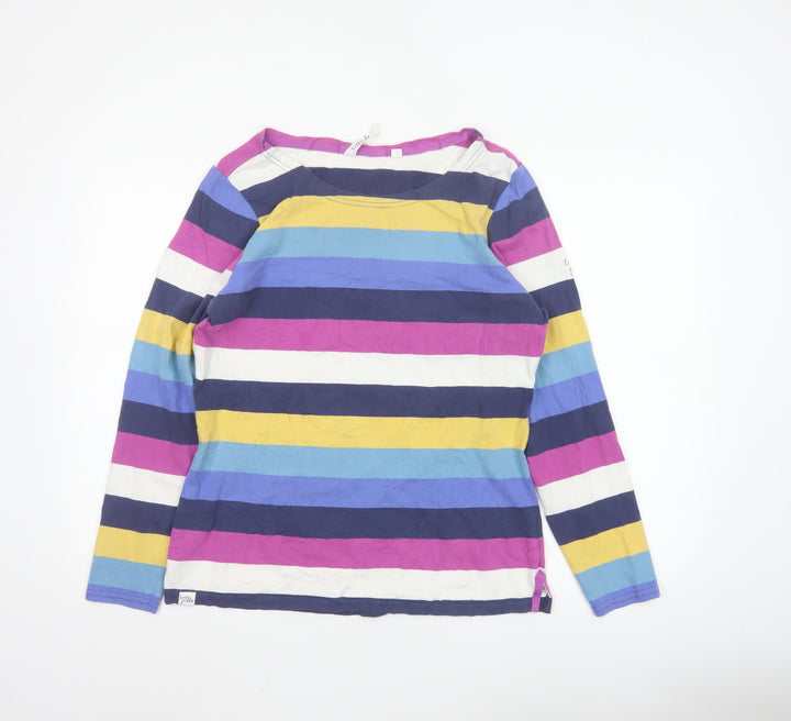 Lazy Jacks Womens Multicoloured Striped Long Sleeve Cotton T-Shirt Size 14