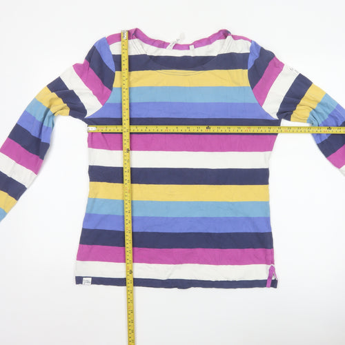 Lazy Jacks Womens Multicoloured Striped Long Sleeve Cotton T-Shirt Size 14
