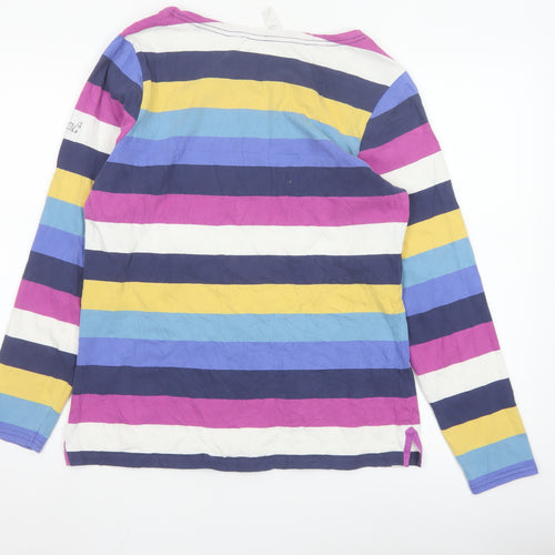 Lazy Jacks Womens Multicoloured Striped Long Sleeve Cotton T-Shirt Size 14