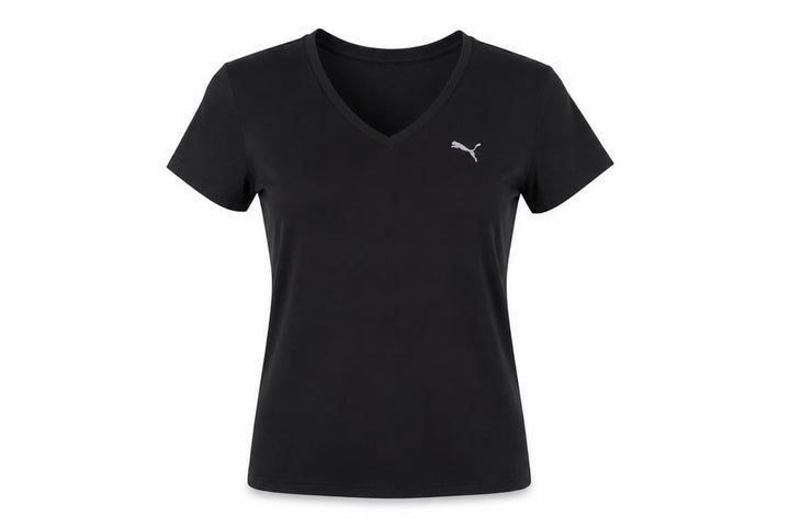 Puma Womens Black V-Neck Slim Fit Polyester T-Shirt Size 14