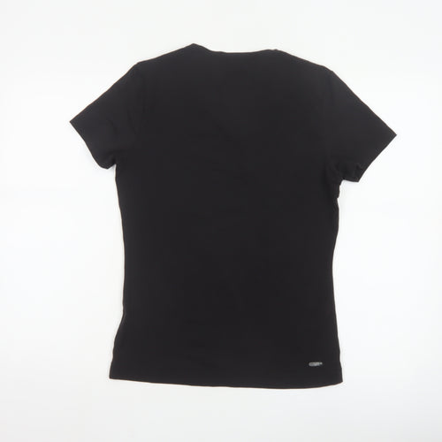 Puma Womens Black V-Neck Slim Fit Polyester T-Shirt Size 14