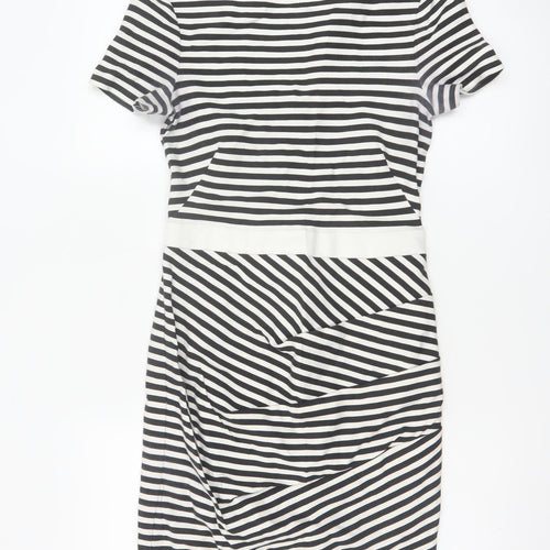 Karen Millen Women Black White Stripe Bodycon Dress Size 10