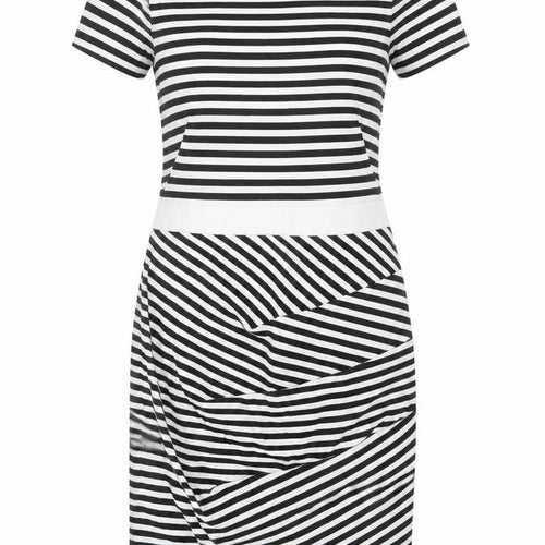 Karen Millen Women Black White Stripe Bodycon Dress Size 10