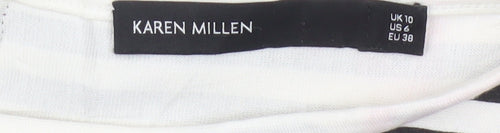 Karen Millen Women Black White Stripe Bodycon Dress Size 10