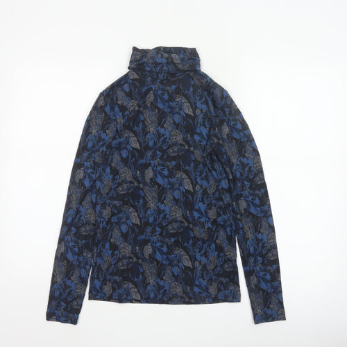 Marks and Spencer Women Blue Floral Roll Neck Long Sleeve Top Size 14
