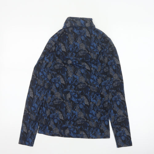 Marks and Spencer Women Blue Floral Roll Neck Long Sleeve Top Size 14