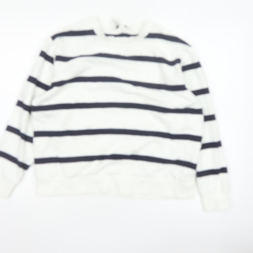 Marks and Spencer Women’s White Mix Striped Pullover Sweatshirt Medium