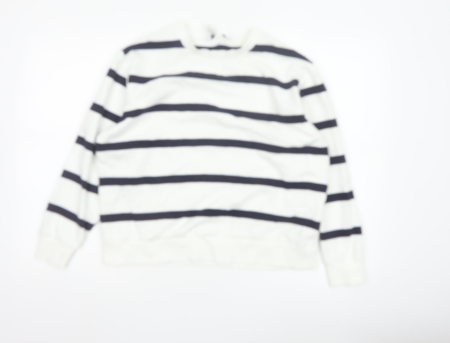 Marks and Spencer Women’s White Mix Striped Pullover Sweatshirt Medium