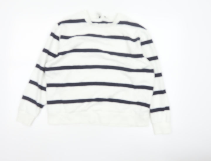 Marks and Spencer Women’s White Mix Striped Pullover Sweatshirt Medium