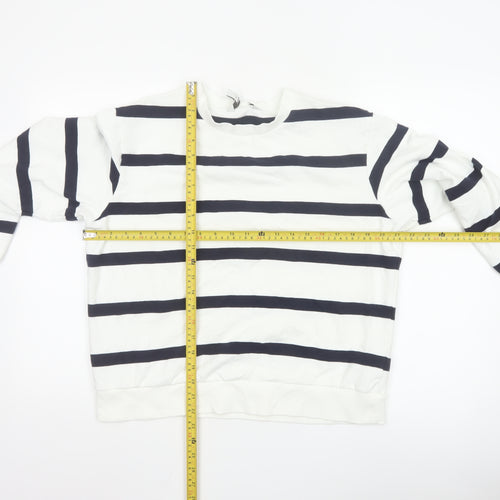 Marks and Spencer Women’s White Mix Striped Pullover Sweatshirt Medium