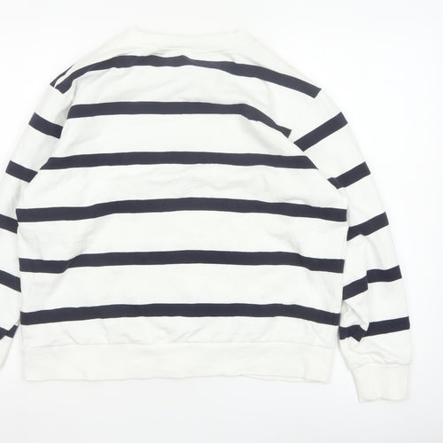 Marks and Spencer Women’s White Mix Striped Pullover Sweatshirt Medium