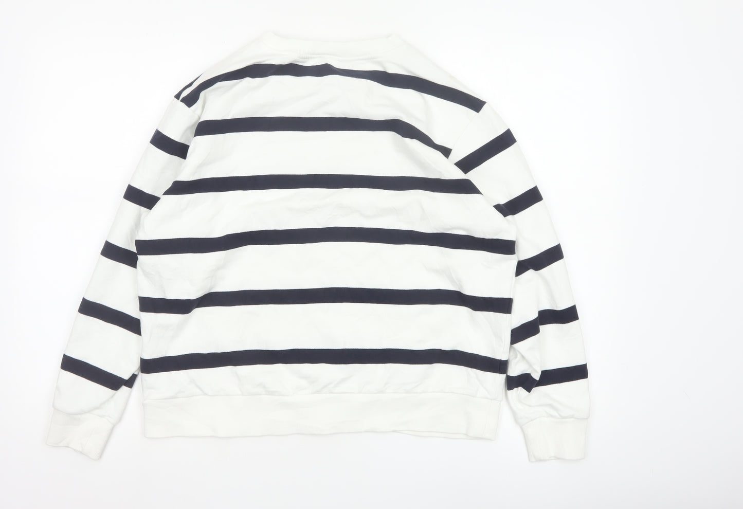 Marks and Spencer Women’s White Mix Striped Pullover Sweatshirt Medium